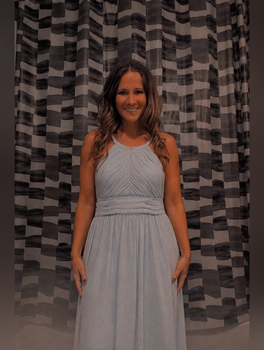 Light Tan Halter Chiffon Dress